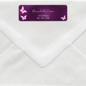 蝶の紫とピンクの返信住所ラベル ラベル