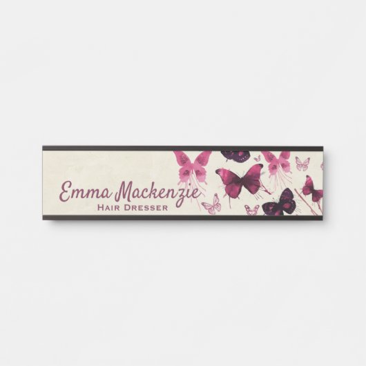 蝶の紫のオフィスのドアの看板 サインプレート (正面)