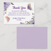 蝶の紫のフローラ女の子の赤ちゃん感謝していシャワーあなた ノートカード (正面/裏面)