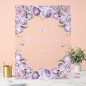 蝶の紫の結婚前お披露目歓迎サイン アクリルサイン (ウェディング)