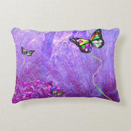 蝶の紫カラフル枕 アクセントクッション