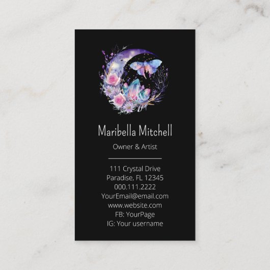 蝶の結晶三日月花パープル 名刺 (裏面)