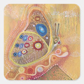 蝶の絵画角ステッカー スクエアシール (正面)