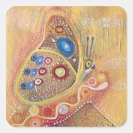 蝶の絵画角ステッカー スクエアシール