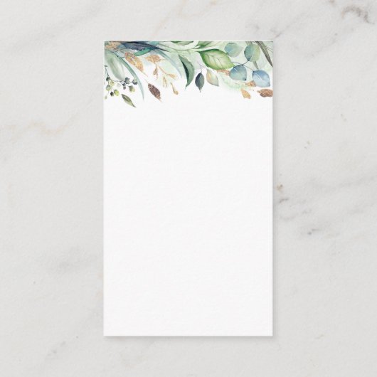 蝶の緑の赤ちゃんシャワーおむつラッフル エンクロージャーカード (裏面)