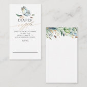 蝶の緑の赤ちゃんシャワーおむつラッフル エンクロージャーカード (正面/裏面)