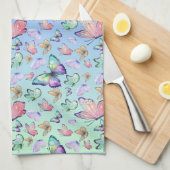 蝶の線形グラデーション背景パターン キッチンタオル (四つ折り)