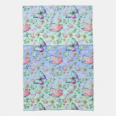 蝶の線形グラデーション背景パターン キッチンタオル (縦)