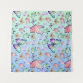 蝶の線形グラデーション背景パターン タペストリー (正面(横))