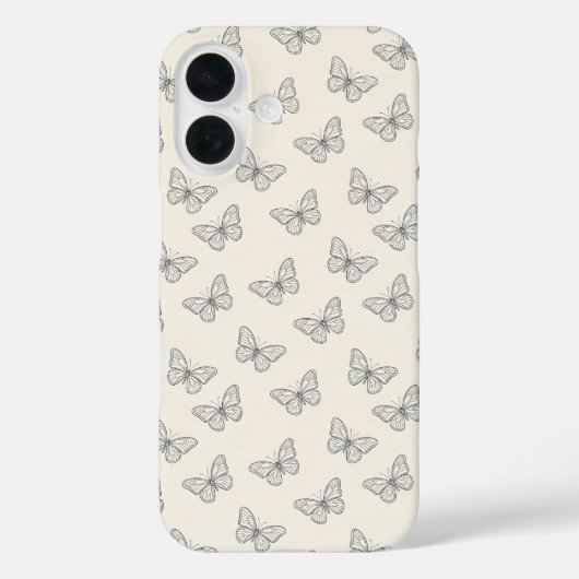 蝶の線画パターン Case-Mate iPhoneケース (裏面)