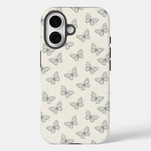 蝶の線画パターン Case-Mate iPhoneケース (裏面)