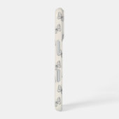 蝶の線画パターン iPhone 16ケース (右側面)