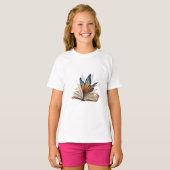 蝶の羽の魔法の開いた本 子供 Tシャツ (正面フル)