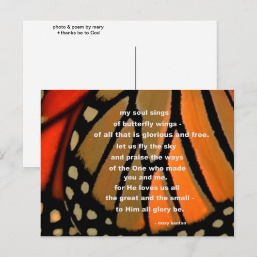 蝶の羽の ポストカード (正面/裏面)