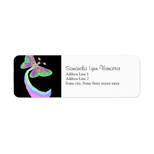 蝶の羽ばたきブラックバイ:メンディ ラベル (正面)