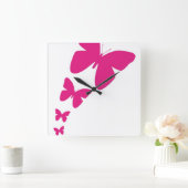 蝶の羽ばたき スクエア壁時計 (ホーム)