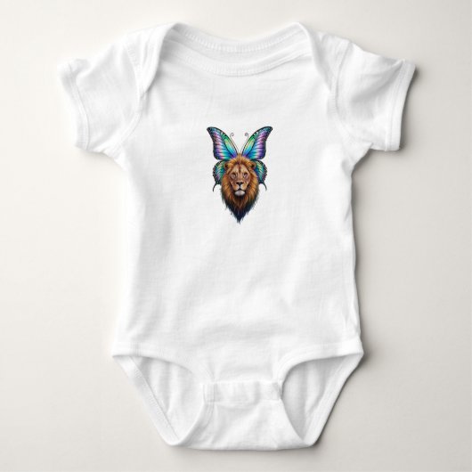 蝶の羽を持つライオン。 ベビーボディスーツ (正面)