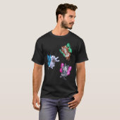 蝶の羽を持つ空飛ぶ妖精の子猫たち、かわいいファンタジーキャット Tシャツ (正面フル)