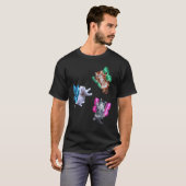 蝶の羽を持つ空飛ぶ妖精の子猫、かわいいファンタジー Tシャツ (正面フル)