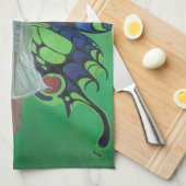 蝶の羽を身に着けたジャズエイジショーガールフラッパー キッチンタオル (四つ折り)