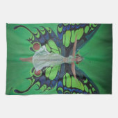 蝶の羽を身に着けたジャズエイジショーガールフラッパー キッチンタオル (横)