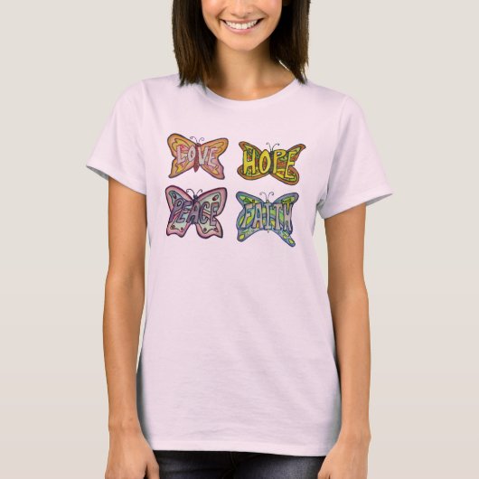 蝶の羽感動的の言葉カスタムTシャツ Tシャツ (正面)