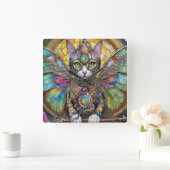 蝶の羽旅団の子猫 スクエア壁時計 (ホーム)