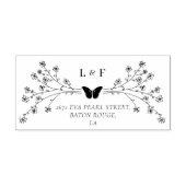 蝶の羽飛んでいるの名前と住所 ラバースタンプ (インプリント)