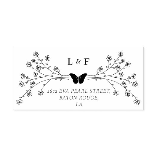 蝶の羽飛んでいるの名前と住所 ラバースタンプ (インプリント)