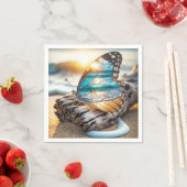 蝶の翼の海のシーン スタンダードカクテルナプキン (インサイチュ)