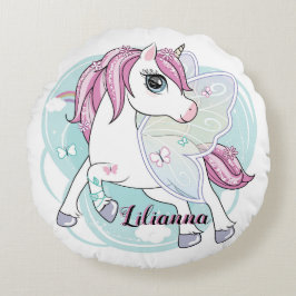 蝶の翼を持つ一角獣 ラウンドクッション