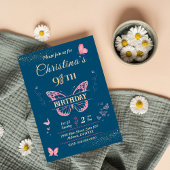 蝶の翼9th誕生日のブルーカラーの招待 招待状