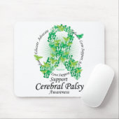 蝶の脳性麻痺のリボン マウスパッド (マウス)