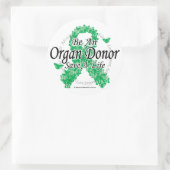 蝶の臓器提供者リボン ラウンドシール (バッグ)