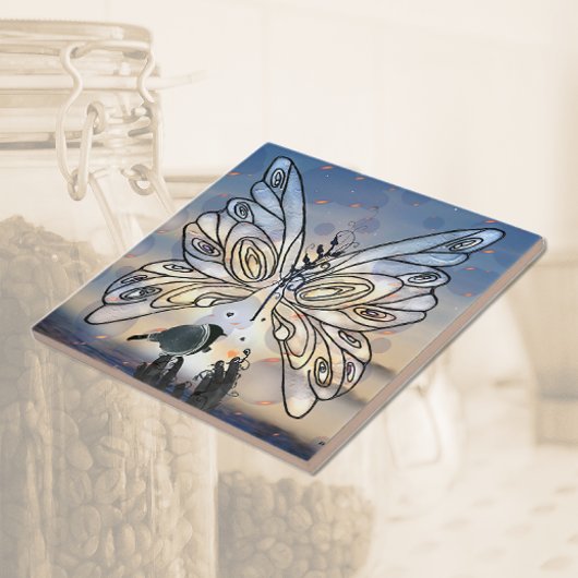 蝶の自由と鳥 タイル