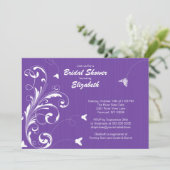 蝶の花が咲き誇る ブライダルシャワーのご招待 紫 招待状 (スタンド正面)
