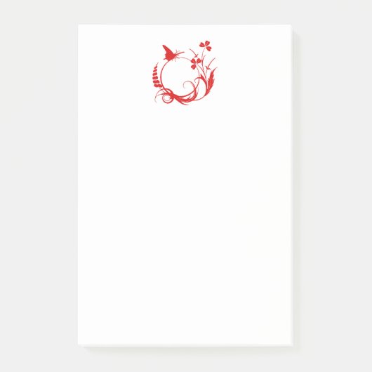 蝶の花が囲む付箋 ポストイット (正面)