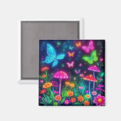 蝶の花とキノコ – フェアコア マグネット (正面/裏面)