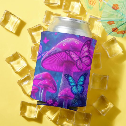 蝶の花とキノコ – 繊維芯 缶クーラー (インサイチュ 夏)