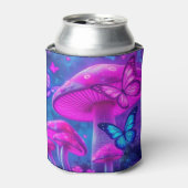 蝶の花とキノコ – 繊維芯 缶クーラー (缶正面)