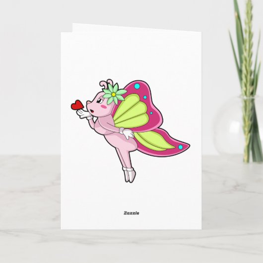 蝶の花のハート カード (裏面)