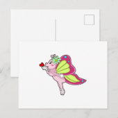 蝶の花のハート ポストカード (正面/裏面)