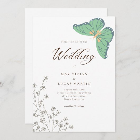 蝶の花の書結婚道 招待状 (正面/裏面)