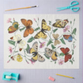 蝶の花の蛾のヴィンテージ素朴切り離し 薄葉紙 (クラフト)