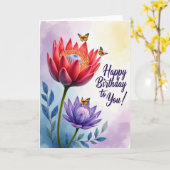 蝶の花の誕生日カード カード (黄色い花)
