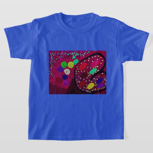 蝶の花を咲かせるローズツリー Tシャツ (レイダウン)