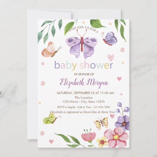 蝶の花シャワ点々のあるー招待状 招待状 (正面)