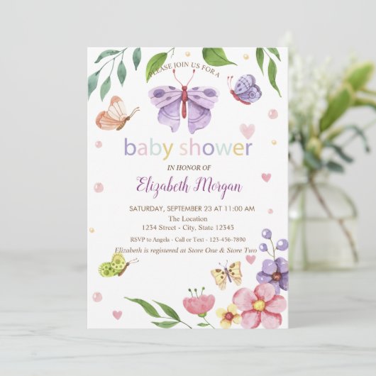 蝶の花シャワ点々のあるー招待状 招待状 (スタンド正面)