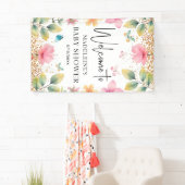 蝶の花ピンクの赤ちゃんシャワーへようこそ 横断幕 (インサイチュ)