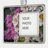 蝶の花ホワイトピンクと紫 シルバープレートフレームオーナメント (左)